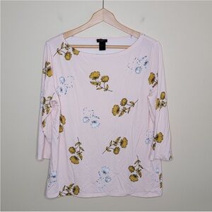 Ann Taylor Factory | Pale Pink Mustard White Floral Print Top